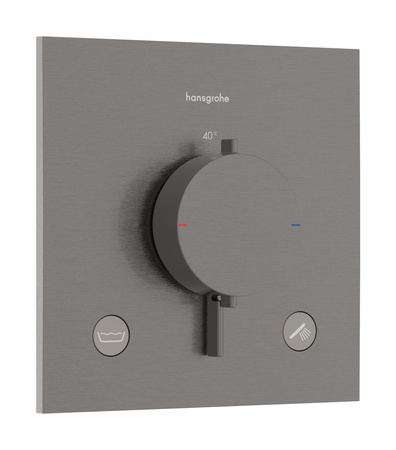 HG Ecostat Comfort E Bateria termostatyczna do 2 odbiorników zgodna z normą EN 1717, podtynkowa, Czarny Chrom Szczotkowany