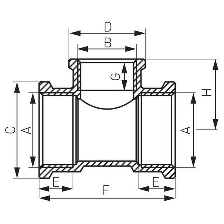 Trójnik redukcyjny mosiężny 1" x 1-2" x 1" żółty