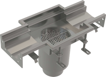 Przemysłowy odpływ punktowy z wpustem skrzynkowym 250×250-135, stal nierdzewna AISI 316L