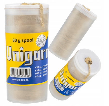 KONOPIE PAKUŁY LNIANE 80g UNIPAK DO USZCZELNIANIA GWINTÓW RUR SZPULA 
