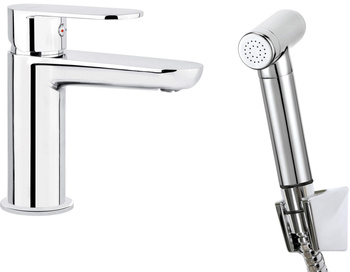 Bateria umywalkowa ze słuchawką typu bidetta stała chrom Alpinia BGA 027M