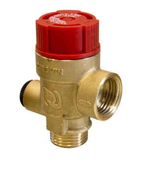 Zawór bezpieczeństwa do c.o. MS z wyjściem na manometr GW G1/4", 1,5 bar, Rp1/2" x Rp3/4"