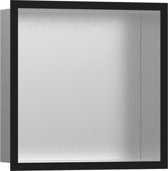 HG XtraStoris Individual Wnęka ścienna Stal Szlachetna Szczotkowana z ozdobną ramką 300/300/100, Czarny Matowy