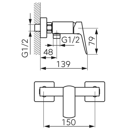 PHILA zestaw natryskowy przsuwny 1-funkcyjny, chrom