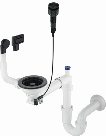 Syfon do zlewozmywaka granitowego 1-komorowego - Space-Saver nero ZXY N982