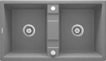 Zlewozmywak granitowy 2-komorowy szary metalik stal ZQE S203