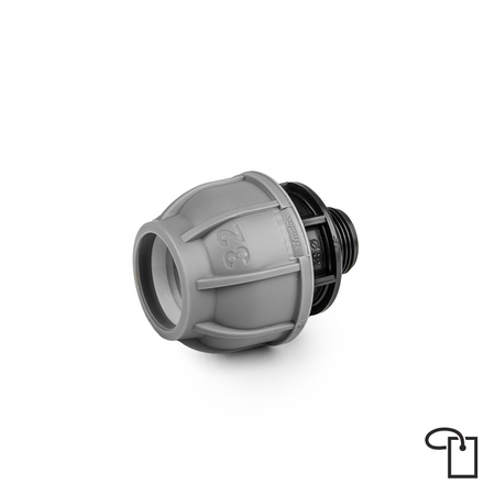 PN10 Łącznik do rur PE 32mm / GZ3/4" - metka