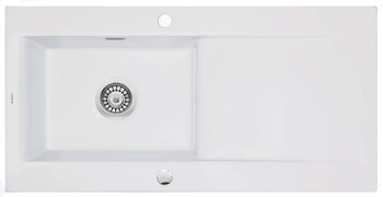 Zlewozmywak ceramiczny 1-komorowy z ociekaczem bianco stal ZCB A113