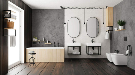 Konsola łazienkowa wisząca z umywalką - 50x50 cm nero biały CDTW6U5S