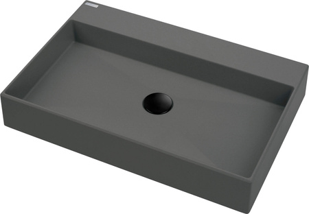 Umywalka granitowa nablatowa z miejscem na baterię - 60x40 cm antracyt metalik CQR TU6S