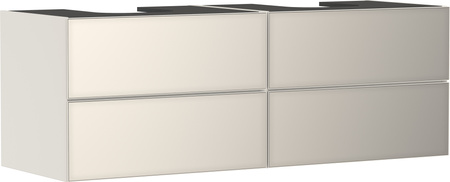 HG Xevolos E Szafka pod 2 szlifowane umywalki wpuszczane w blat/nablatowe z 4 szufladami 1570/550, Piaskowy Beż Mat. Kolor frontu: Piaskowy Beż Metal.