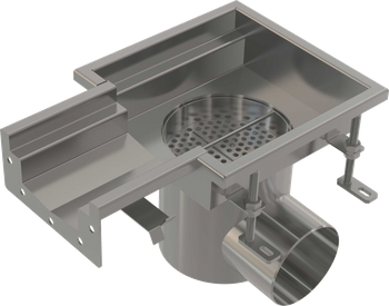Przemysłowy odpływ punktowy z wpustem skrzynkowym 250×250-135, stal nierdzewna AISI 304