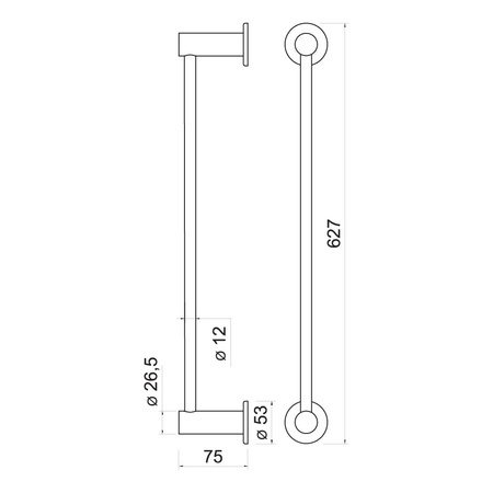 SMILE wieszak na ręcznik pojedynczy 600 mm, gun metal