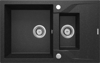 Zlewozmywak granitowy 1.5-komorowy z ociekaczem grafit stal ZQN 2513