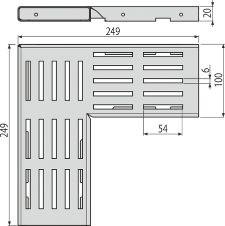 Ruszt odwodnienia drenażowego narożnego 100 mm, stal ocynkowana