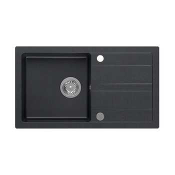 Zlewozmywak granitowy  TOM 111 - jednokomorowy, wpuszczany, black dotted