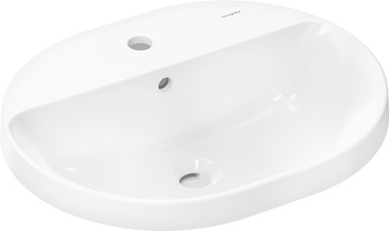 HG Xuniva U Umywalka wpuszczana w blat 550/450 z otworem na baterię, z przelewem, SmartClean, Biały