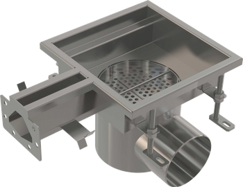 Przemysłowy odpływ punktowy z wpustem szczelinowym 250×250, stal nierdzewna AISI 304