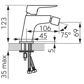 VITTO VL bateria bidetowa, korek automatyczny z tworzywa, złota