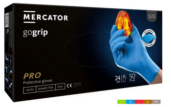 MERCATOR gogrip 50 szt. rękawice nitrylowe, bezpudrowe, niebieskie XL