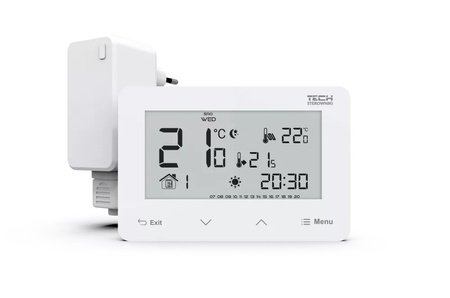Bezprzewodowy regulator pokojowy dwustanowy (panel przedni ze szkła) ST-293z v2 biały