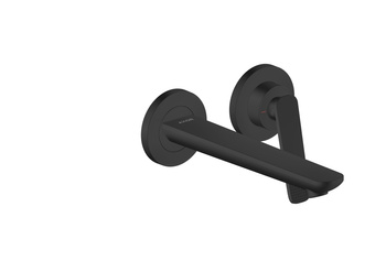 AX Citterio C Jednouchwytowa bateria umywalkowa z wylewką 195 mm, ścienna, podtynkowa, szlif kwadratowy, Czarny Matowy