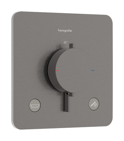 HG Ecostat Comfort Q Bateria termostatyczna do 2 odbiorników zgodna z normą EN 1717, podtynkowa, Czarny Chrom Szczotkowany