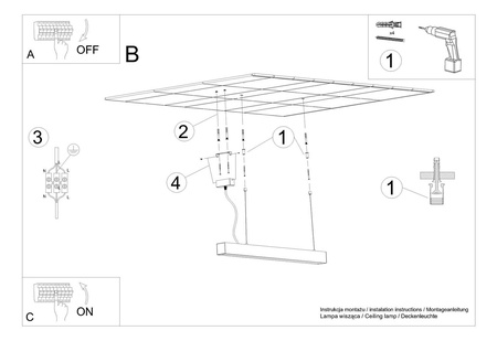 Lampa wisząca PINNE 200 czarna 4000K
