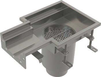 Przemysłowy odpływ punktowy z wpustem skrzynkowym 250×250-135, stal nierdzewna AISI 316L