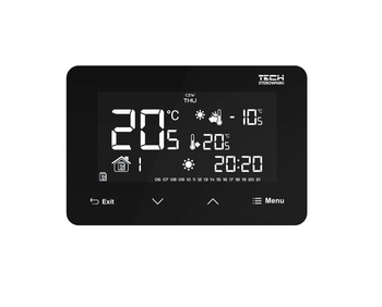 Przewodowy  zasilany 230V regulator pokojowy dwustanowy (panel przedni ze szkła) ST-293z v3 czarny
