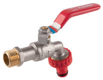 Zawór kulowy czerpalny z plastikowym szykbozłączem, 1-2", F-Comfort