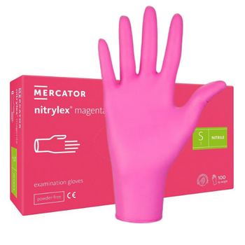 Rękawice nitrylowe różowe Mercator Nitrylex Magenta rozmiar S 100 szt. 