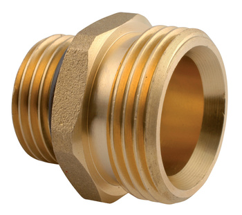 Nypel do rozdzielacza mosiężny 3-4" x 1-2" z oringiem żółty