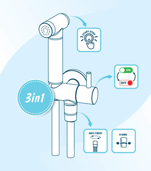 Zestaw bidetta punktowy z przyłączem kątowym - uchwyt na słuchawkę ANW N51B