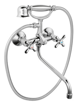 RETRO bateria wannowa z ruchomą wylewką, chrom