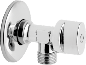 Zawór kulowy kątowy z metalowym uchwytem, z rozetą 1-2" x 1-2"