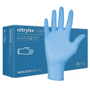 Rękawice nitrylowe niebieskie Mercator Nitrylex Classic Blue rozmiar L 100 szt. 