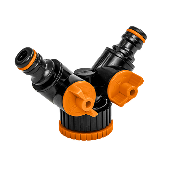 BLACK LINE Trójnik z dwoma zaworami GW 1" / 3/4" bez etykiety