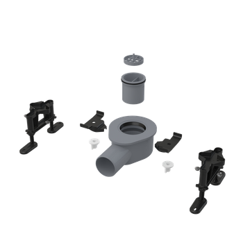 Obniżony syfon DN50 oraz zestaw regulowanych nóżek