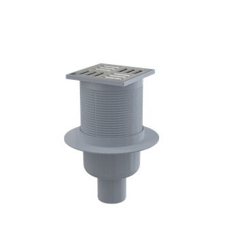 Kratka ściekowa 105×105/50 mm, odpływ pionowy, kratka nierdzewna, kombinowany syfon SMART