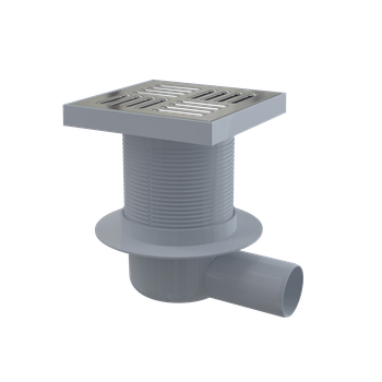 Kratka ściekowa 150×150/50 mm odpływ boczny, kratka nierdzewna, syfon mokry