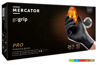 MERCATOR gogrip 50 szt. rękawice nitrylowe, bezpudrowe, czarne rozmiar L