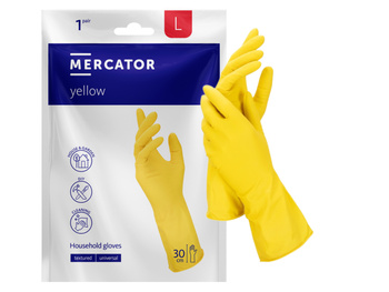 Rękawice gospodarcze lateksowe bezpudrowe yellow L