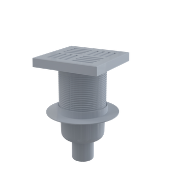 Kratka ściekowa 150×150/50 mm odpływ pionowy, kratka szara, syfon mokry