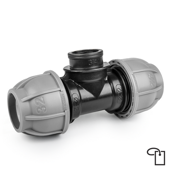 PN10 Trójnik do rur PE 25mm / GW 3/4" - metka