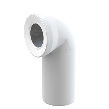 Przyłącze do stojącej miski WC, kolano 90°, DN 110, długość 230 mm, PP, białe