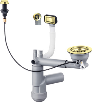 Syfon do zlewozmywaka granitowego 1-komorowego - Space-Saver złoty ZXY Z911
