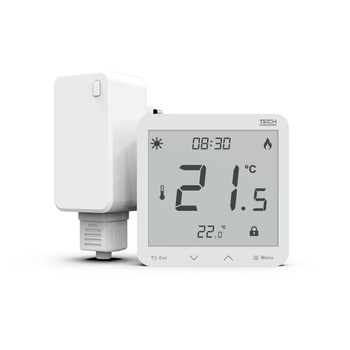 Bezprzewodowy zasilany 230V regulator pokojowy dwustanowy (panel przedni ze szkła) ST-297z v2 biały