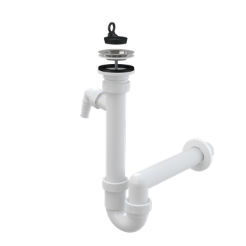 Syfon rurowy zlewozmywaka z przyłączem, sitko nierdzewne DN70