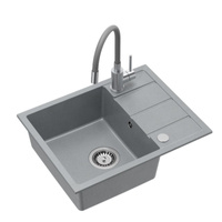 Pure Flexi szary zlewozmywak granitowy + bateria z elastyczną wylewką i dozownikiem